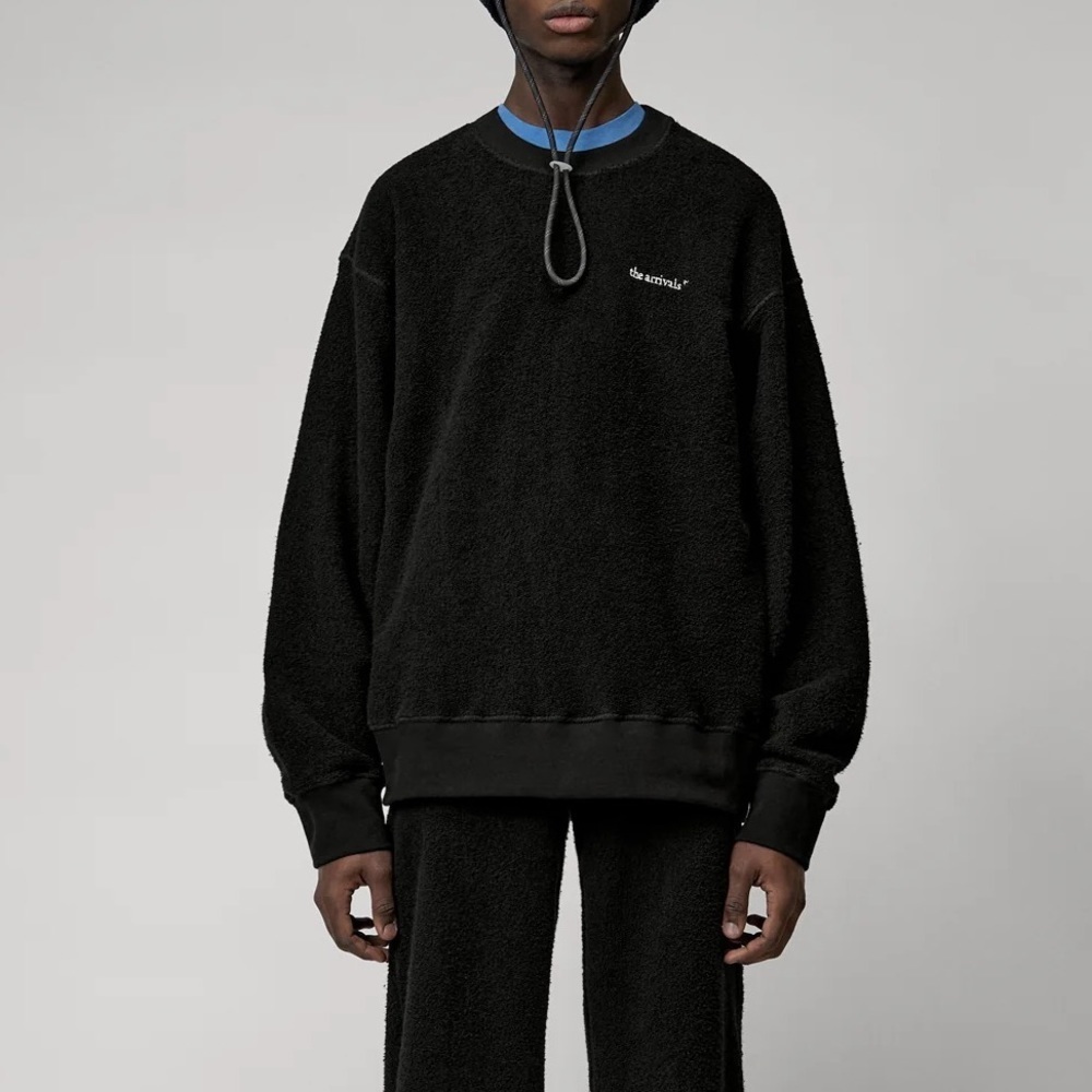 The Arrivals Black Terry Crew Sweatshirt Unisex XXS l XS